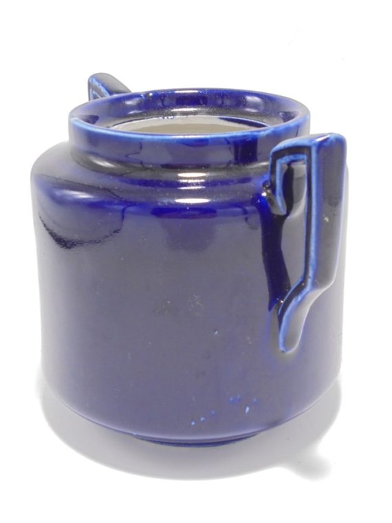 pot ceramique emaillee bleu roi art deco