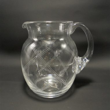 pichet pot a eau ancien verre cisele