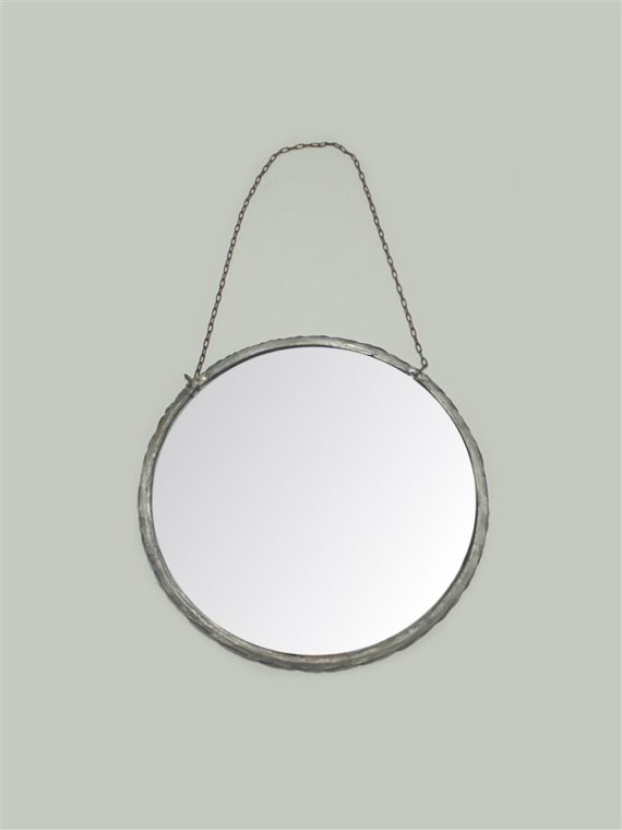 petit miroir rond avec chainette style barbier