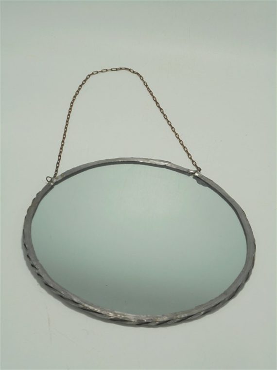 petit miroir rond avec chainette style barbier