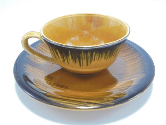 service a the ou cafe en ceramique signee accolay vintage annees 60 fauve et marron
