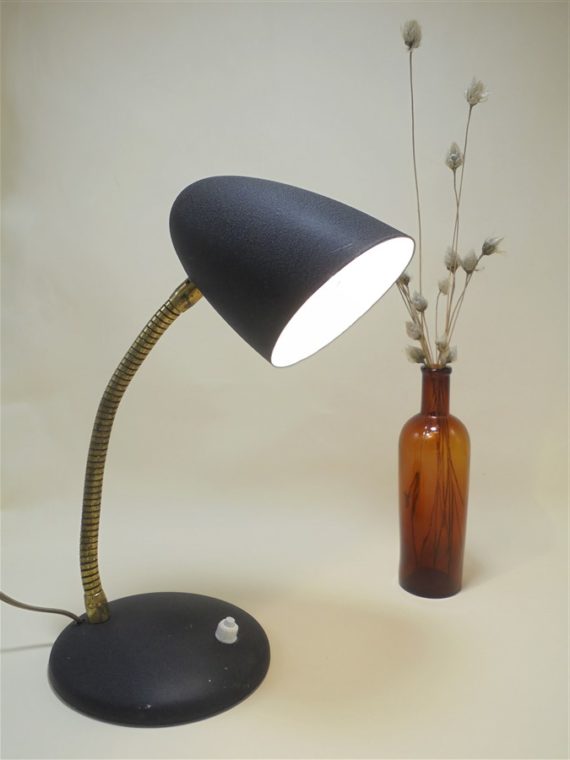 ancienne petite lampe de bureau vintage en metal granite noir