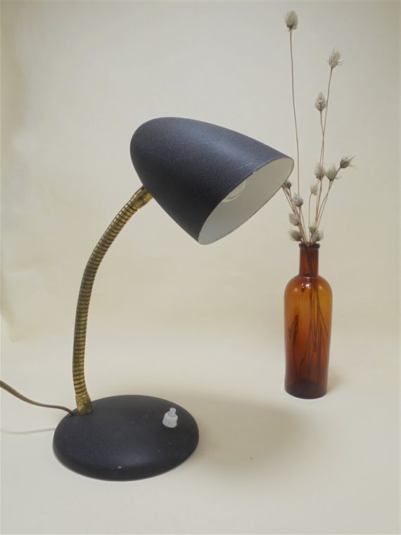 ancienne petite lampe de bureau vintage en metal granite noir