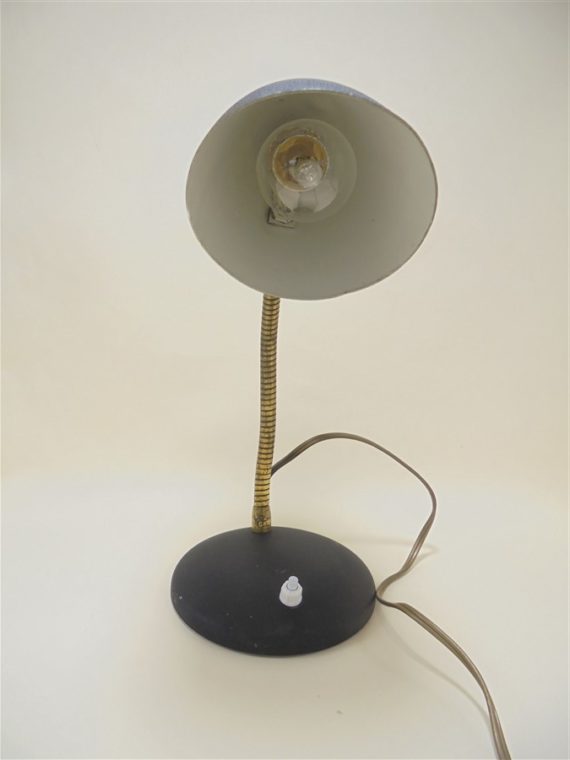 ancienne petite lampe de bureau vintage en metal granite noir