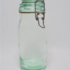 ancien bocal de conservation la lorraine verre vert d eau decor chardon