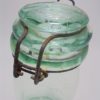 ancien bocal de conservation la lorraine verre vert d eau decor chardon