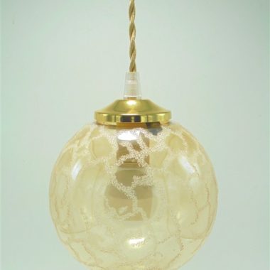 suspension globe vintage verre or effet givre