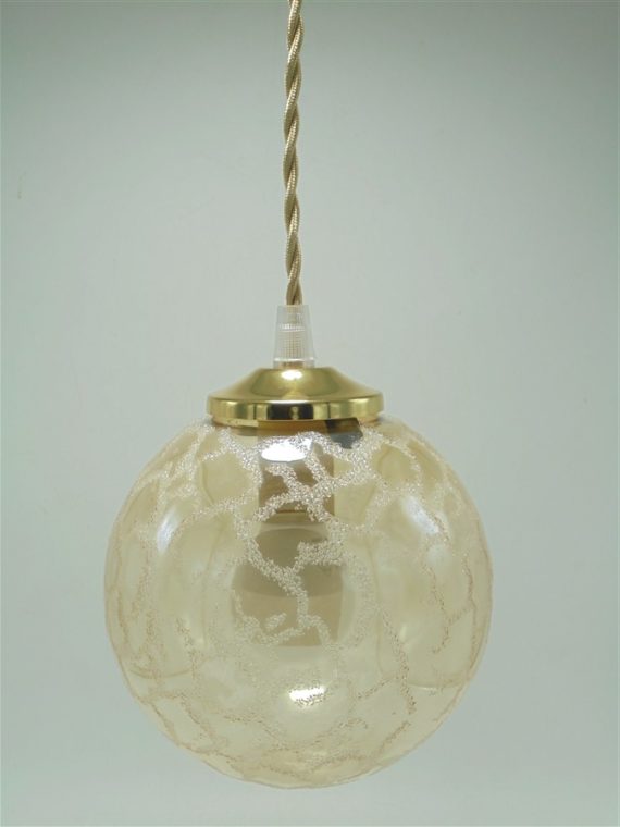 suspension globe vintage verre or effet givre