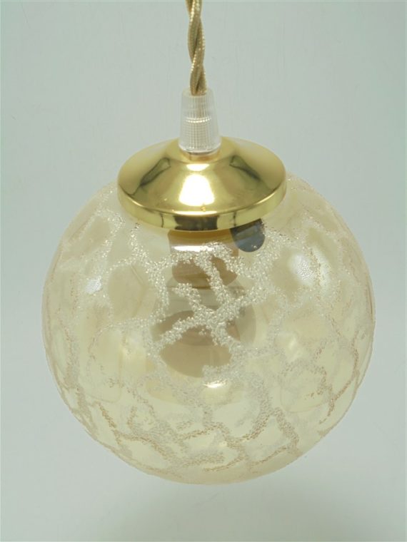 suspension globe vintage verre or effet givre