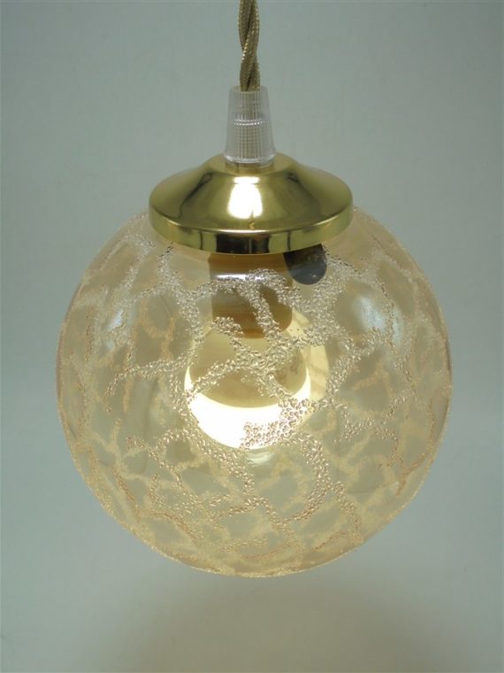 suspension globe vintage verre or effet givre