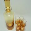 flacon carafe et 6 gobelets verres en verre ambre orange