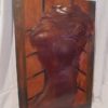 grand tableau en cuir femme nue en relief