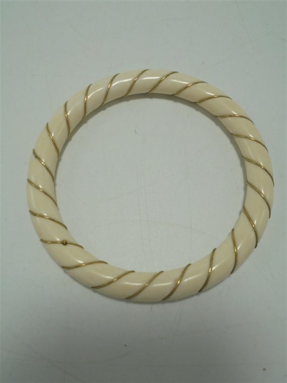 bracelet imitation ivoire et or