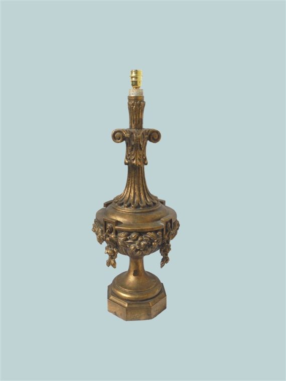 grand pied de lampe en bois dore style louis XIV