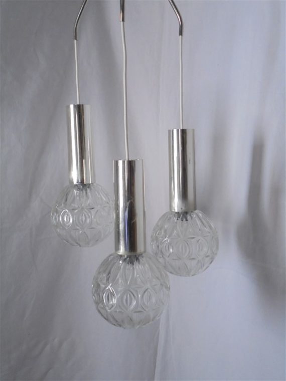 suspension vintage 3 globes en cascade