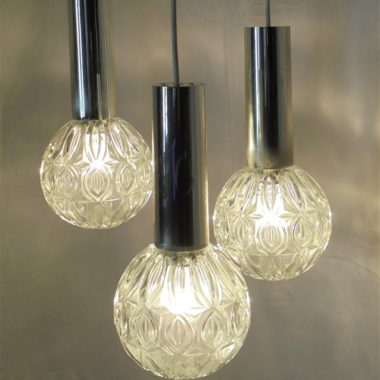 suspension vintage 3 globes en cascade