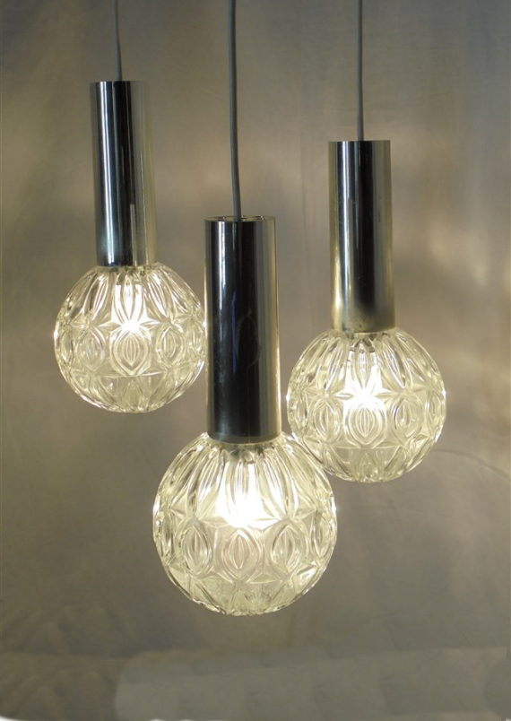 suspension vintage 3 globes en cascade