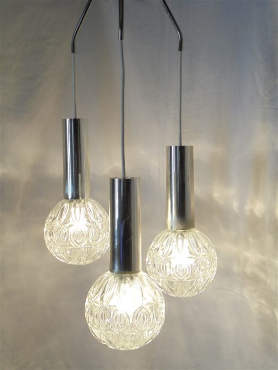 suspension vintage 3 globes en cascade