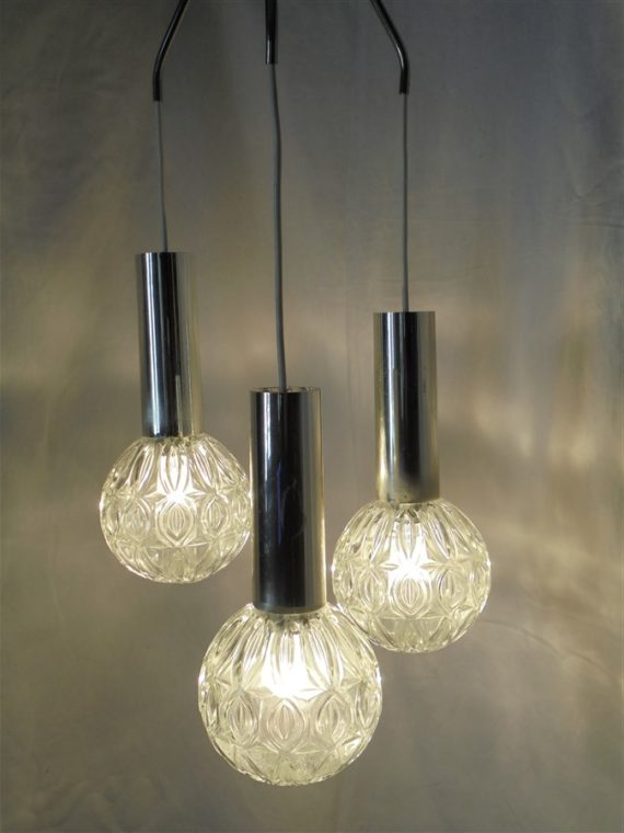 suspension vintage 3 globes en cascade