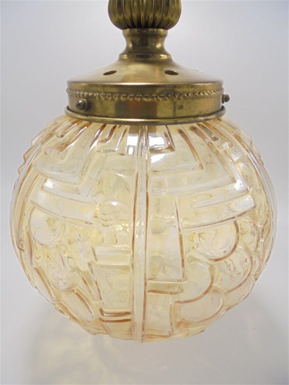 suspension vintage en verre ambre