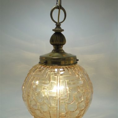 suspension vintage en verre ambre