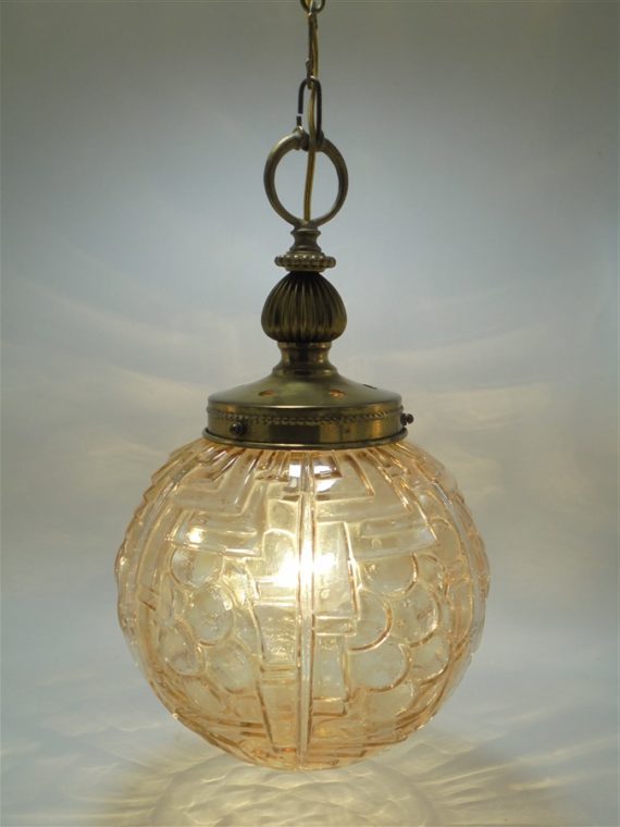 suspension vintage en verre ambre