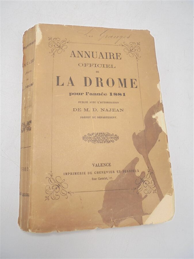 rare ancien livre annuaire officiel de la drome pour l annee 1881