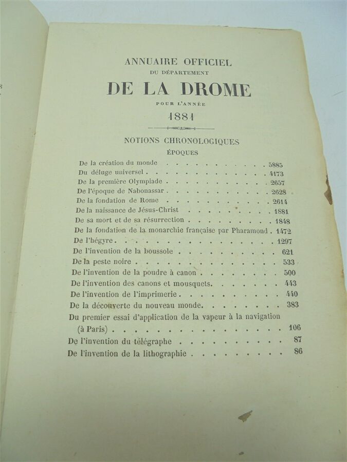 rare ancien livre annuaire officiel de la drome pour l annee 1881