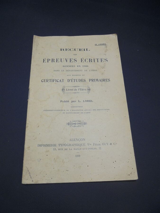 recueil des epreuves ecrites donnees en 1909