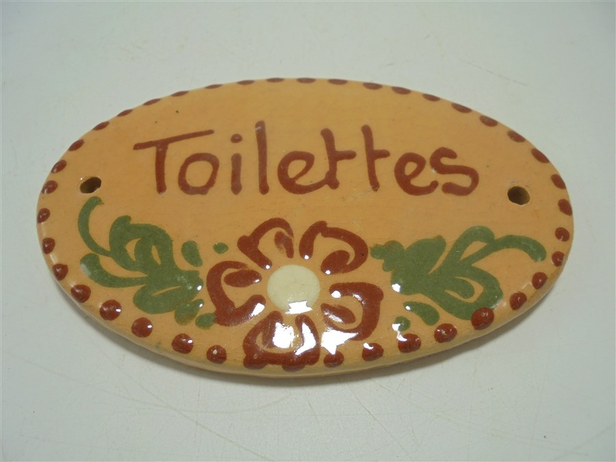 Plaque en terre cuite "toilettes"