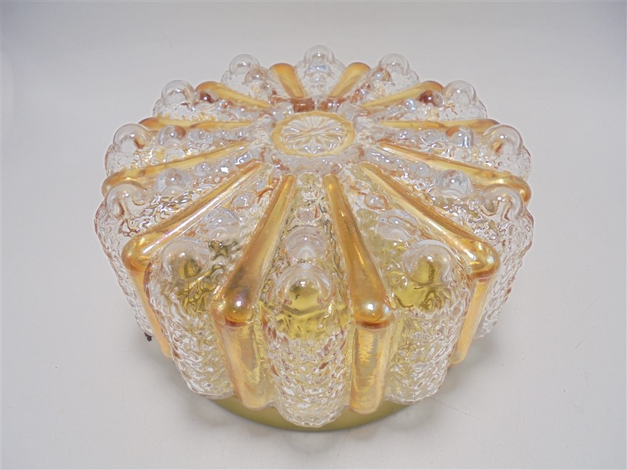 Plafonnier ou applique vintage verre or et transparent