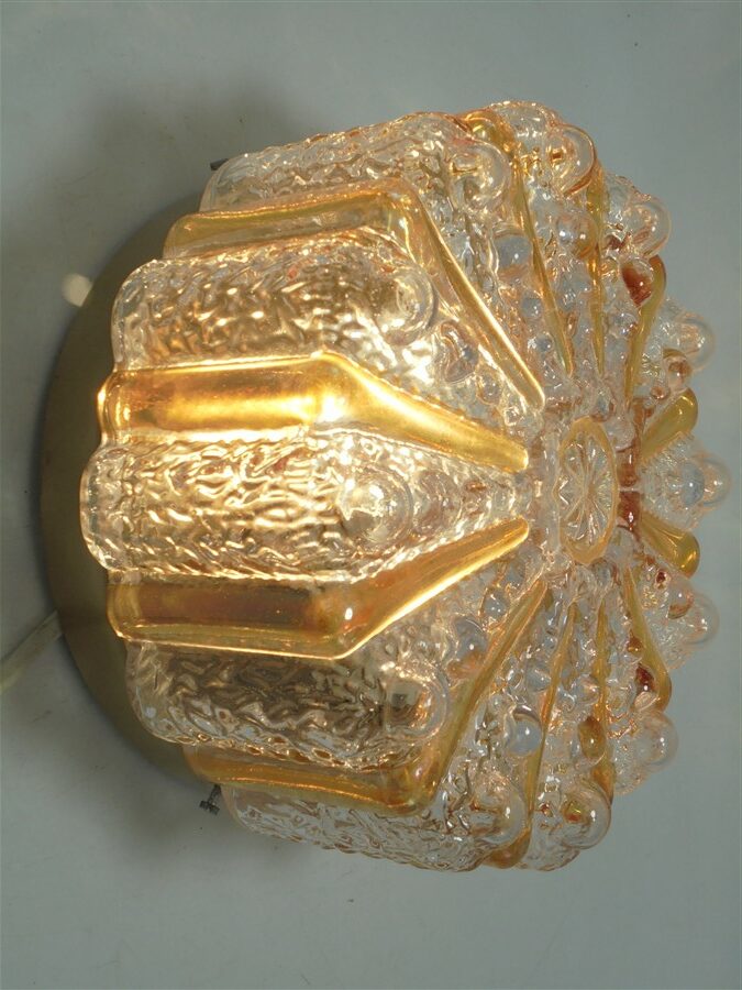 Plafonnier ou applique vintage verre or et transparent