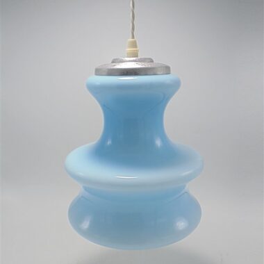 suspension vintage en opaline bleue