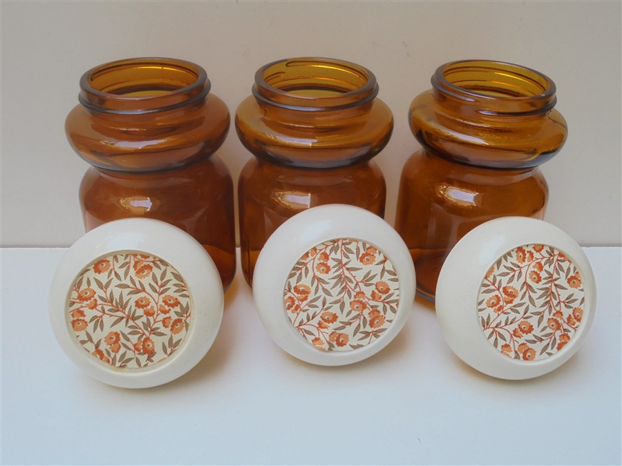 set de 6 bocaux vintage en verre ambre