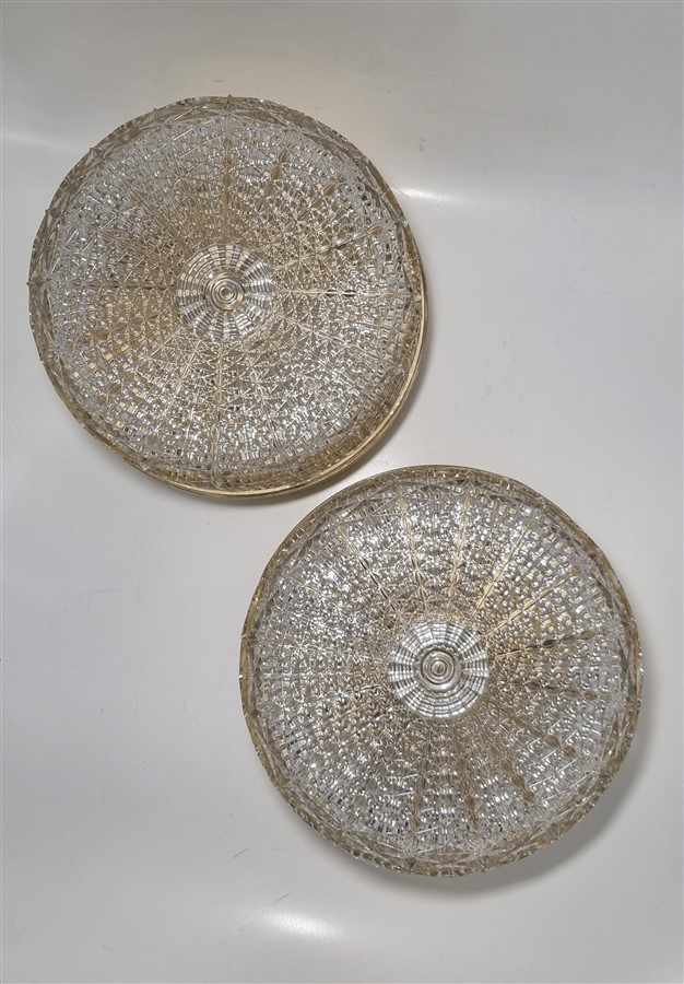 elegant plafonnier vintage verre et metal dore