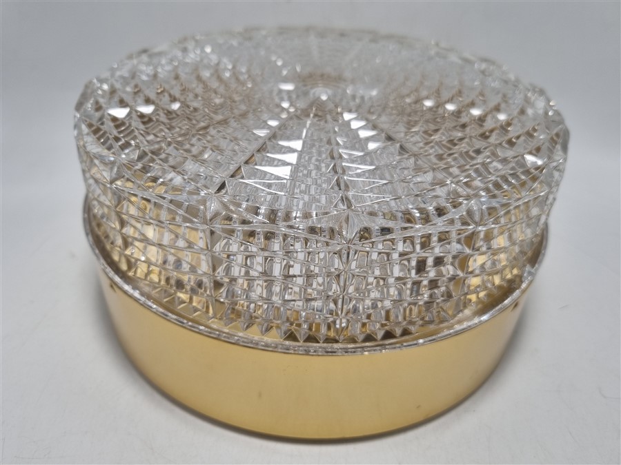 elegant plafonnier vintage verre et metal dore