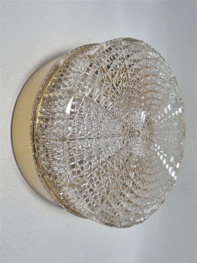 elegant plafonnier vintage verre et metal dore