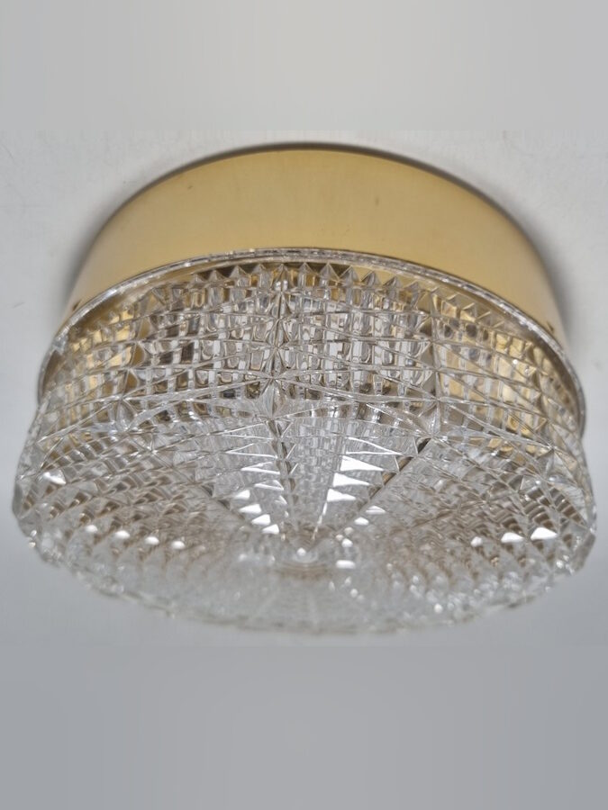 elegant plafonnier vintage verre et metal dore