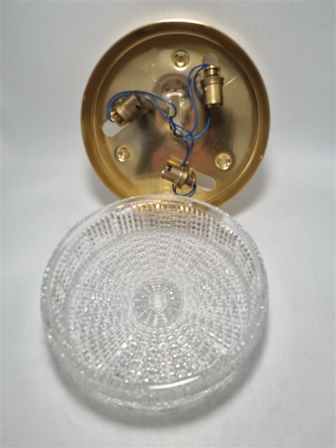 elegant plafonnier vintage verre et metal dore