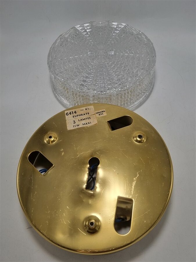 elegant plafonnier vintage verre et metal dore