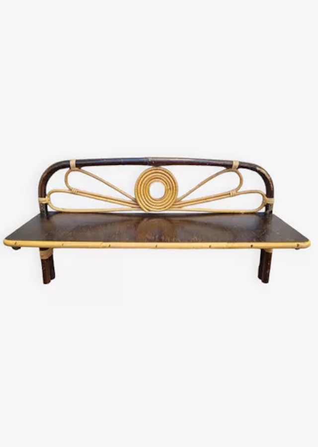 etagere murale vintage en rotin