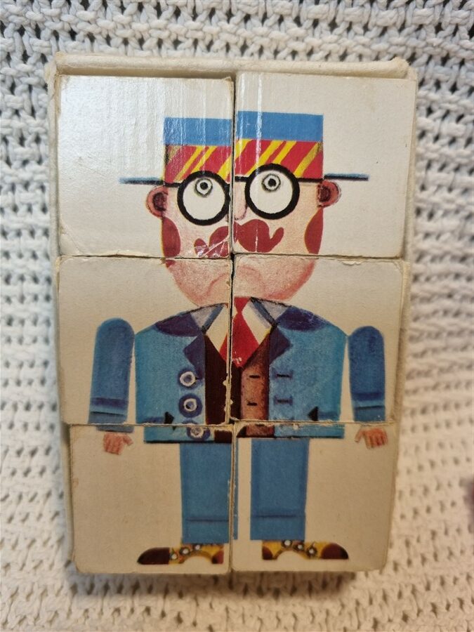 puzzle vintage 6 cubes en bois