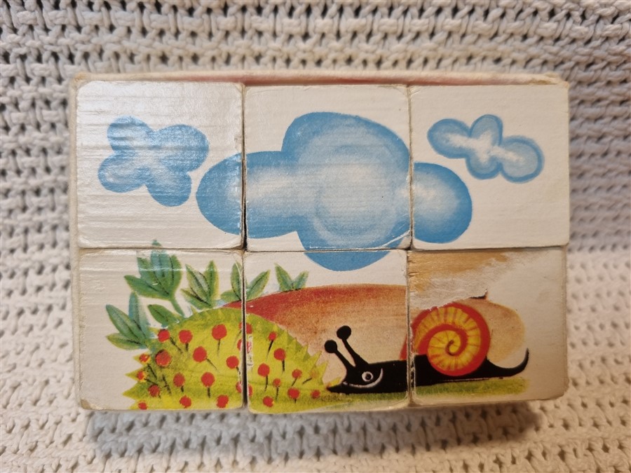 puzzle vintage 6 cubes en bois