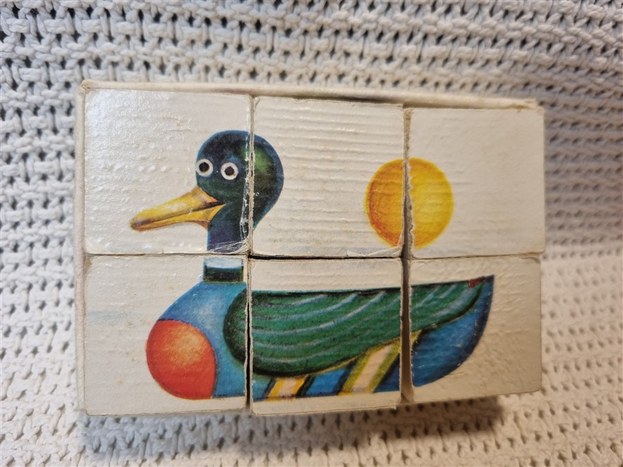 puzzle vintage 6 cubes en bois