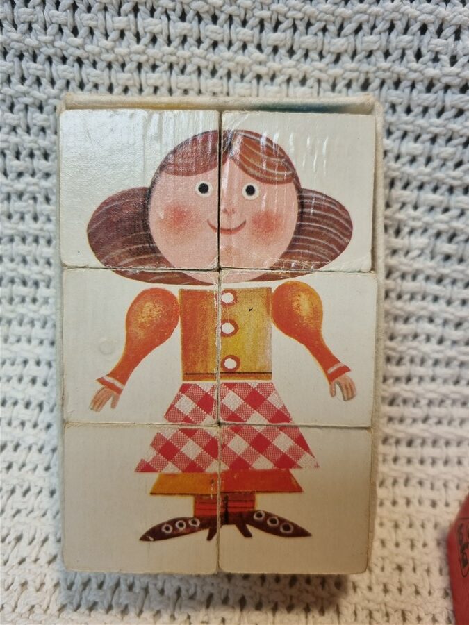 puzzle vintage 6 cubes en bois