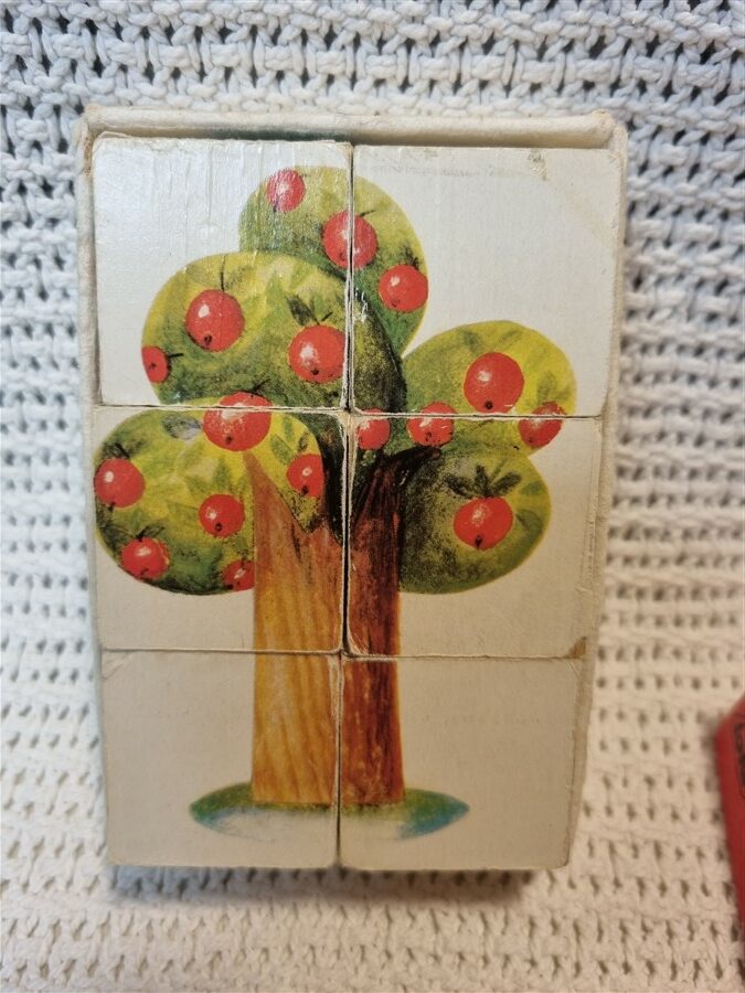puzzle vintage 6 cubes en bois