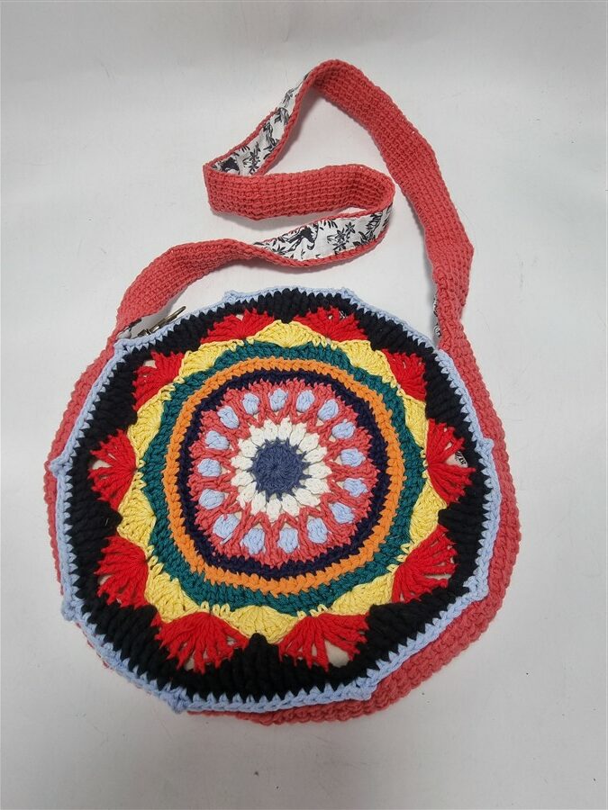Sac à bandoulière vintage tricoté main