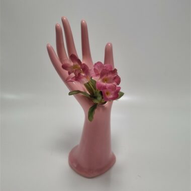 baguier main en ceramique rose