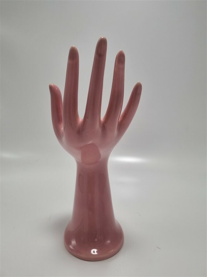 Baguier main en ceramique rose