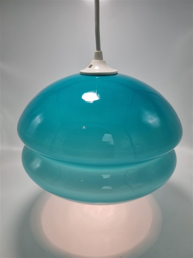 suspension vintage en opaline bleu turquoise